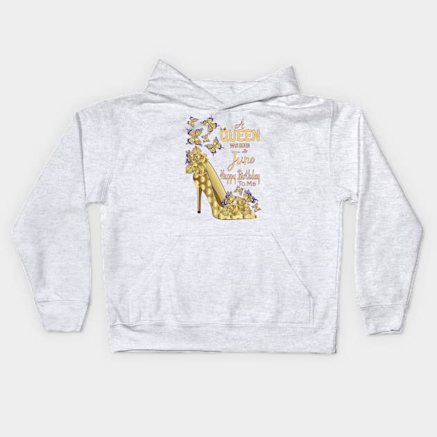 A Queen Was Born In June Kids Hoodie by Designoholic